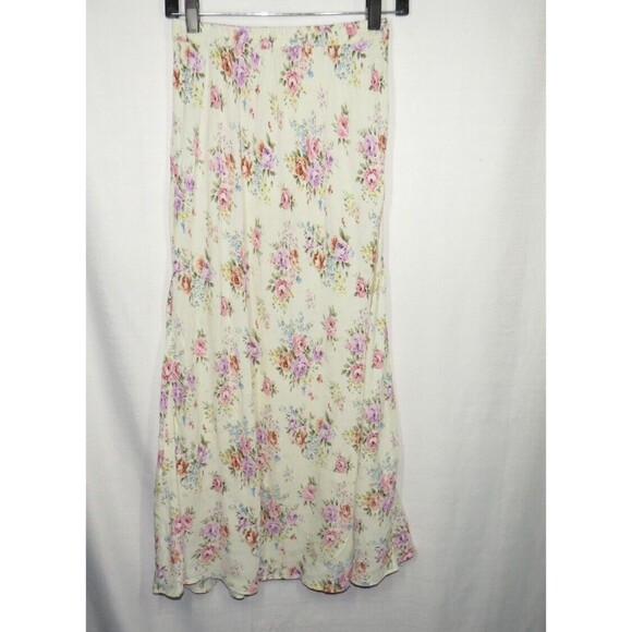Vintage Kar-a-van Cream Floral Rose Print Textured Midi Skirt Size Small - Picture 7 of 11